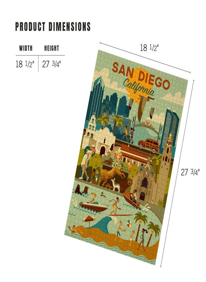 Lantern Press San Diego, California, Geometric, 1000 Piece Jigsaw Puzzle for Adults, Made in USA with Reference Poster - Image 5
